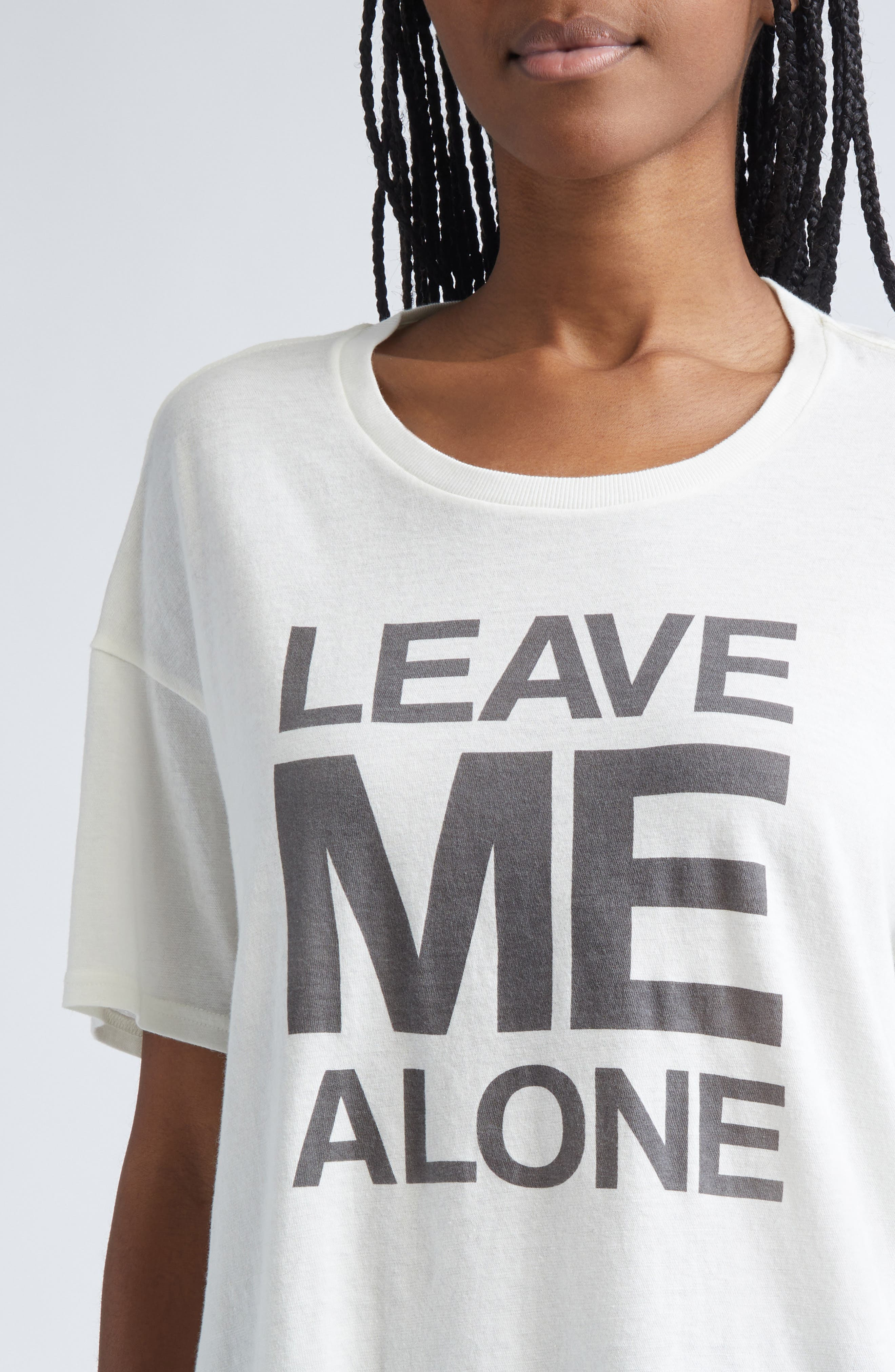 R13 Leave Me Alone Cotton & Cashmere Graphic T-Shirt in Ecru White at Nordstrom - 4