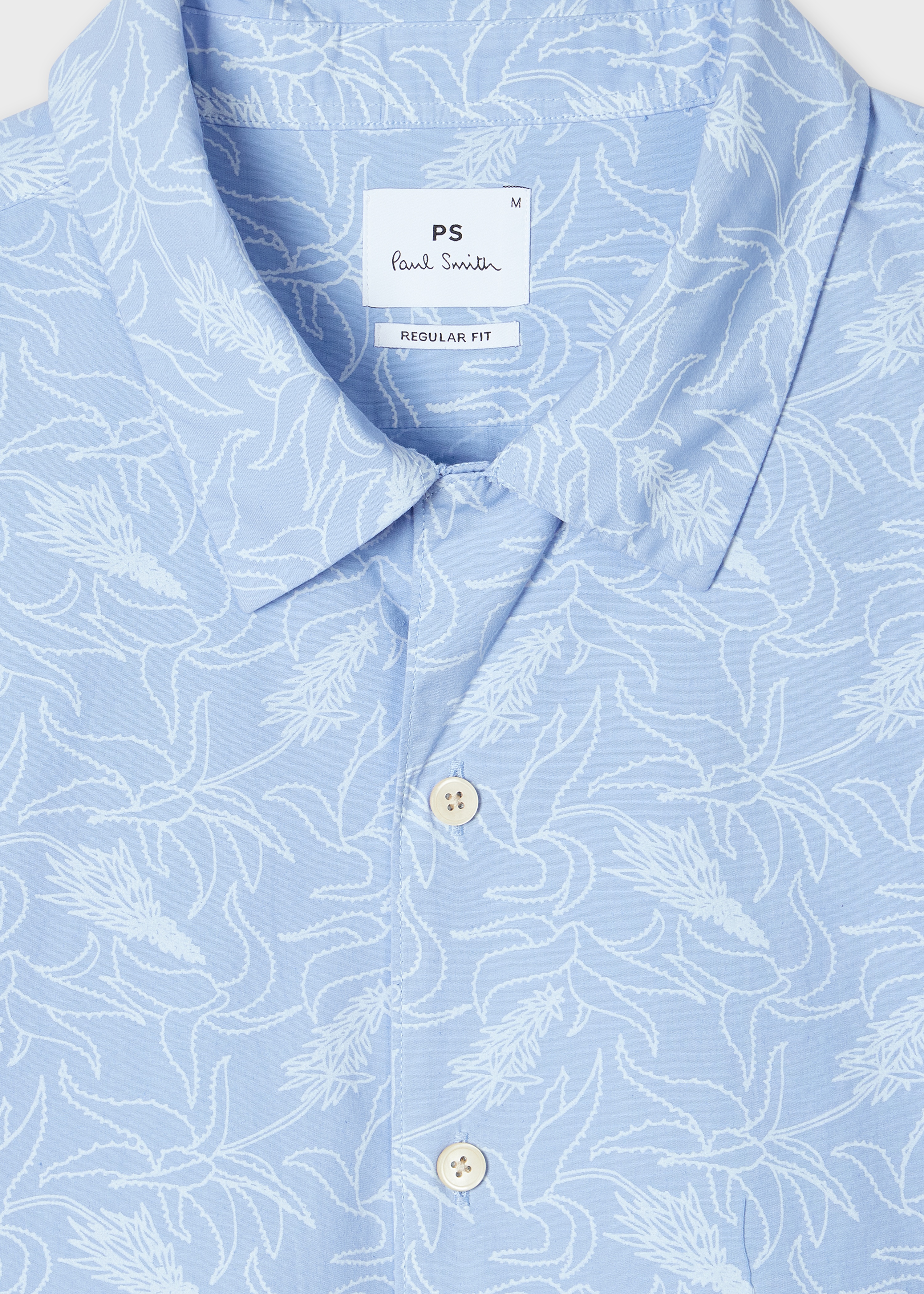 Sky Blue Floral Print Short-Sleeve Shirt - 3