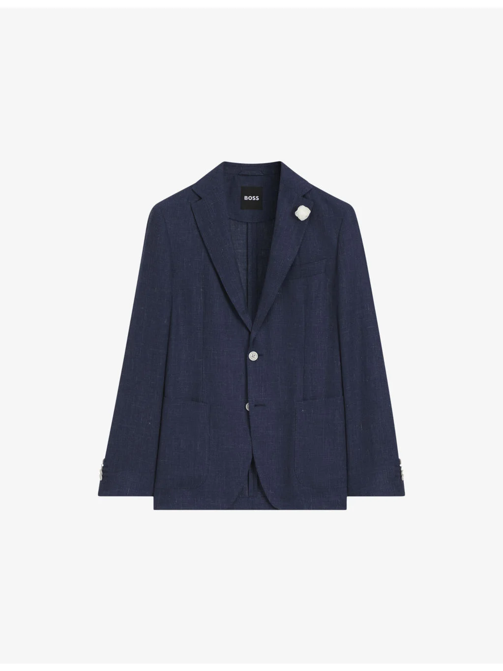 Slim-Fit Micro-Pattern Linen-Blend Blazer - 1