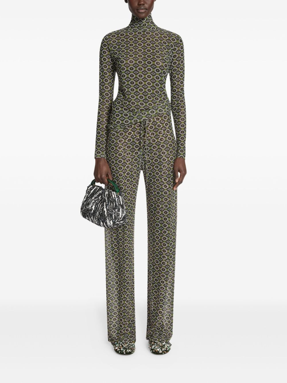 geometric-pattern trousers - 2