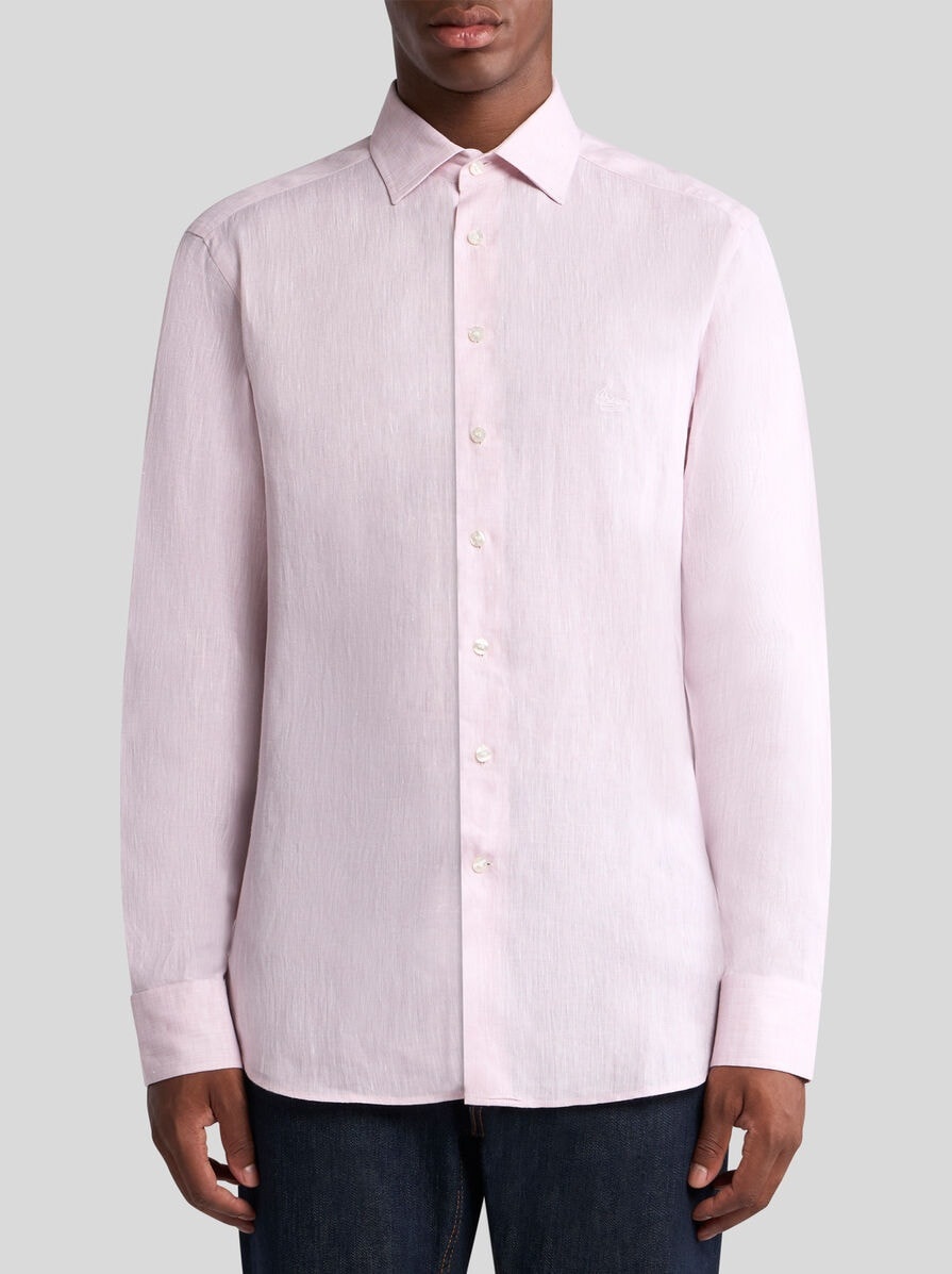 LINEN SHIRT WITH PEGASO EMBROIDERY - 2
