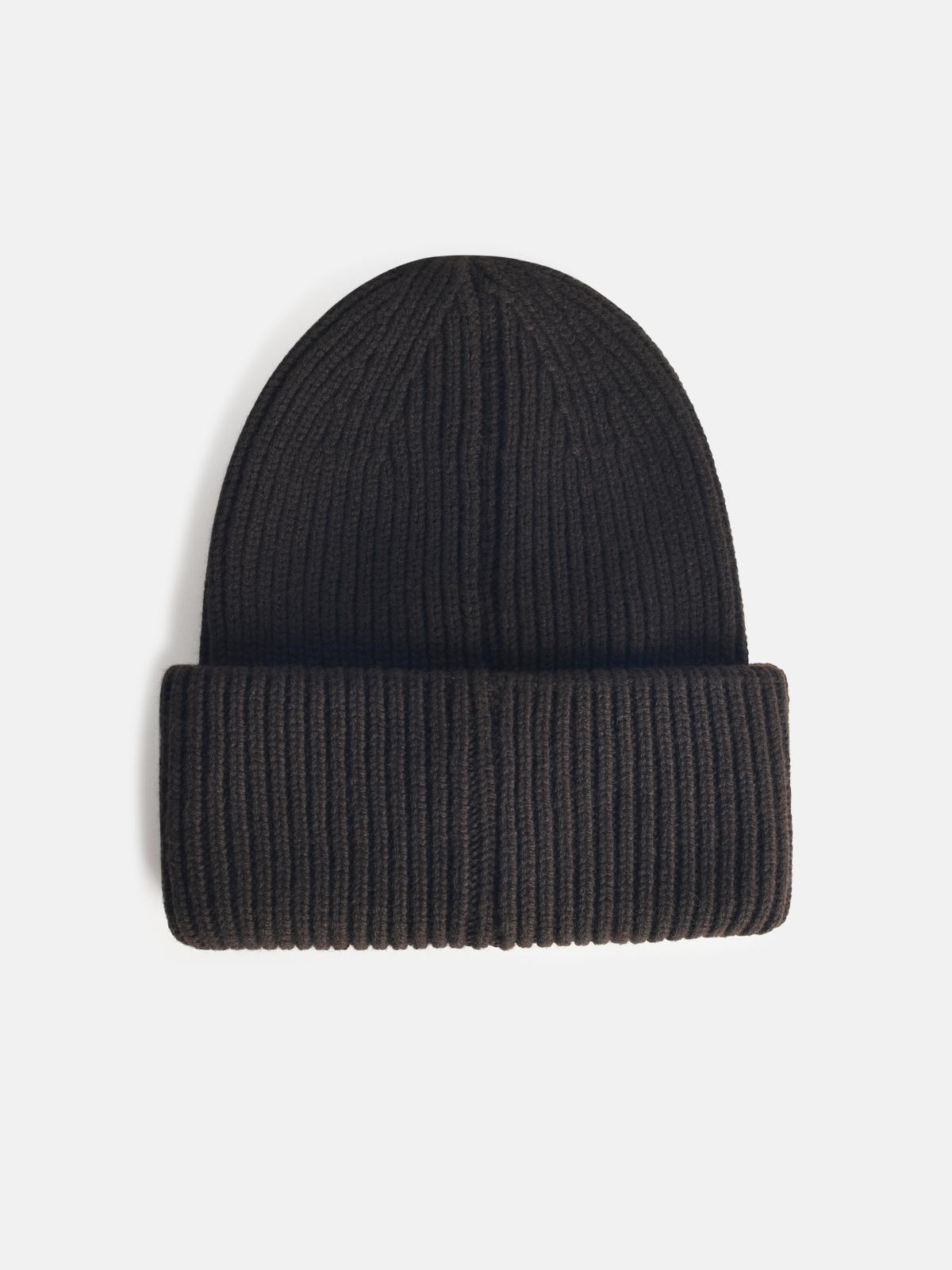 TRICOT' BEANIE IN VIRGIN WOOL AND BROWN CASHMERE - 2