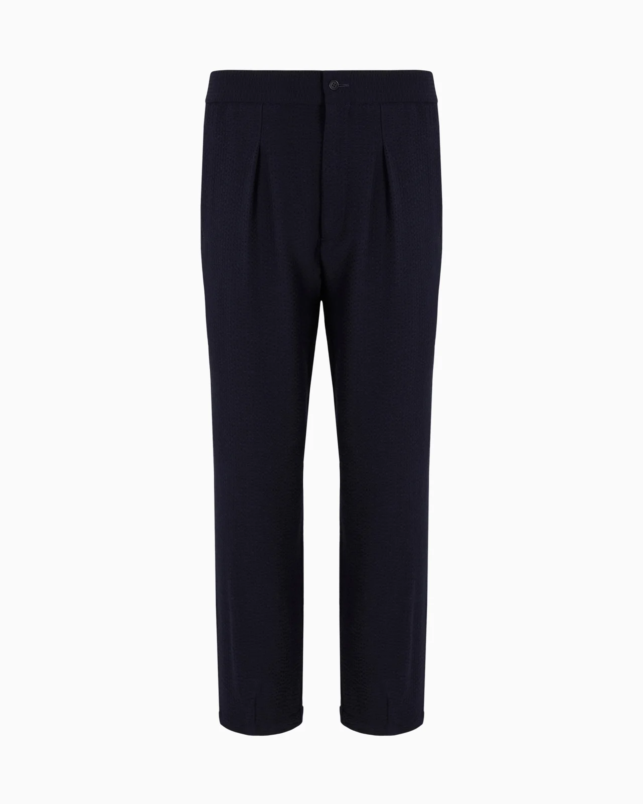Single-pleat, virgin wool and cashmere seersucker trousers - 1