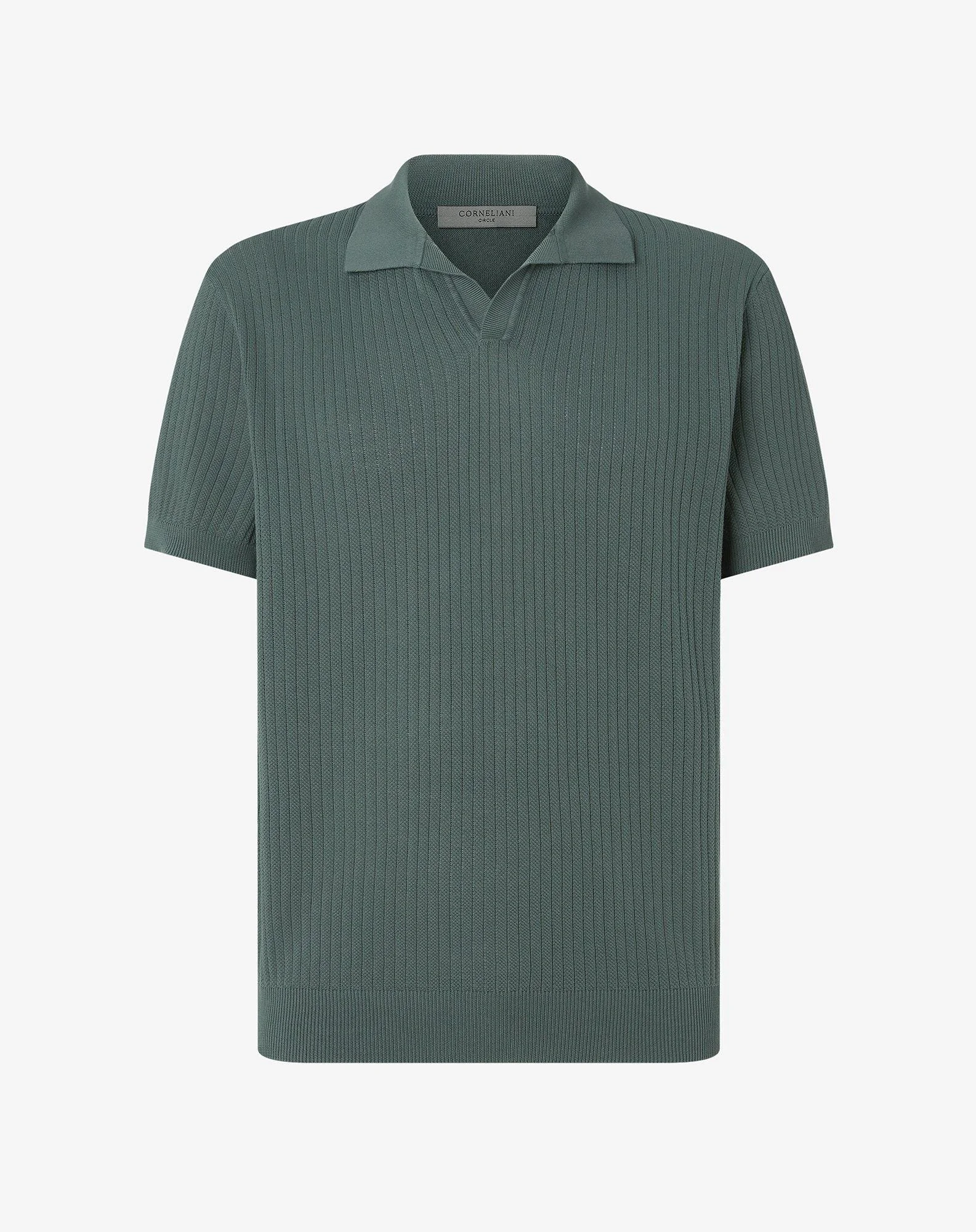 Green buttonless Pima cotton polo shirt - 1