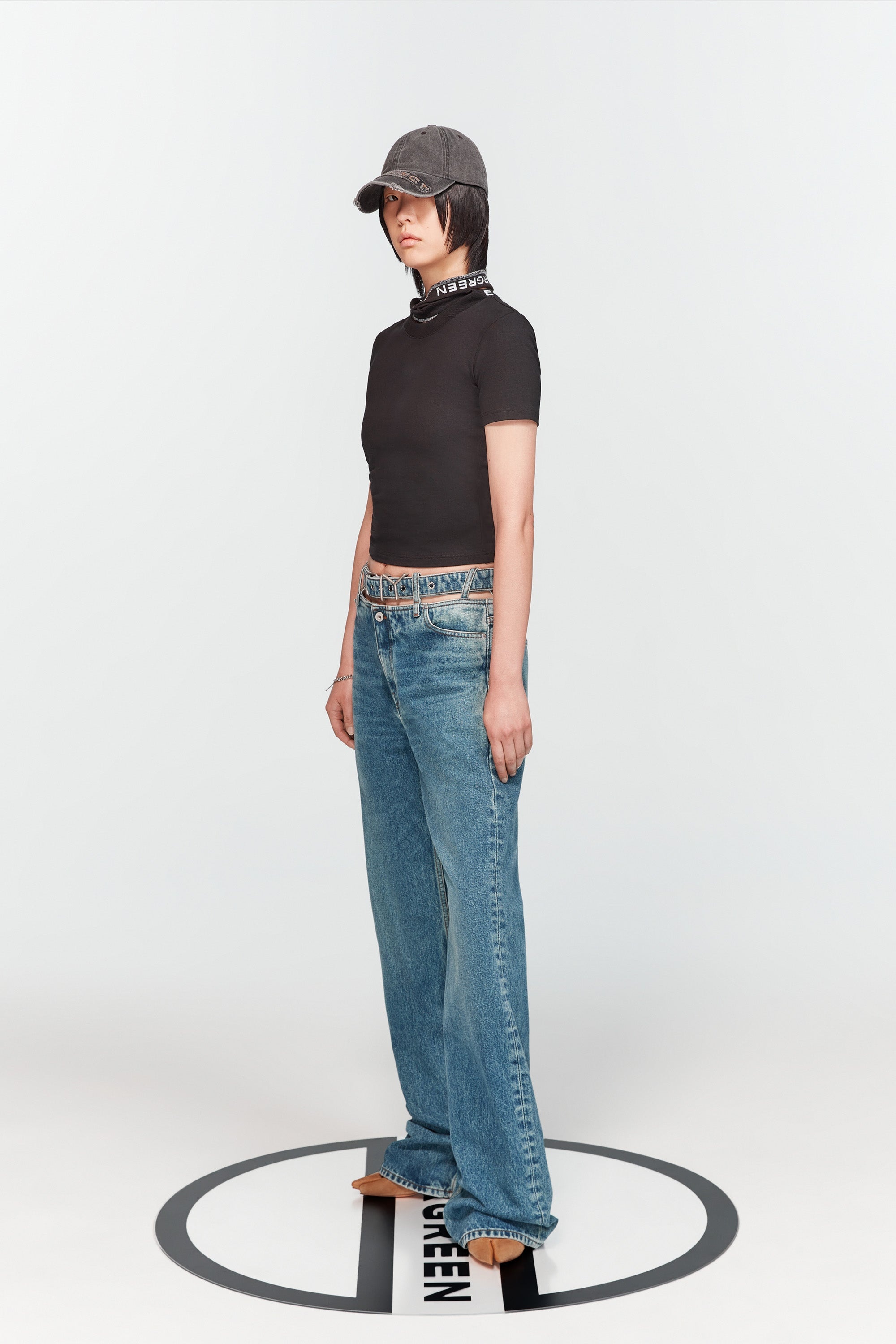 Y/Project Women's' Evergreen Y Belt Jeans in Black | LN-CC®