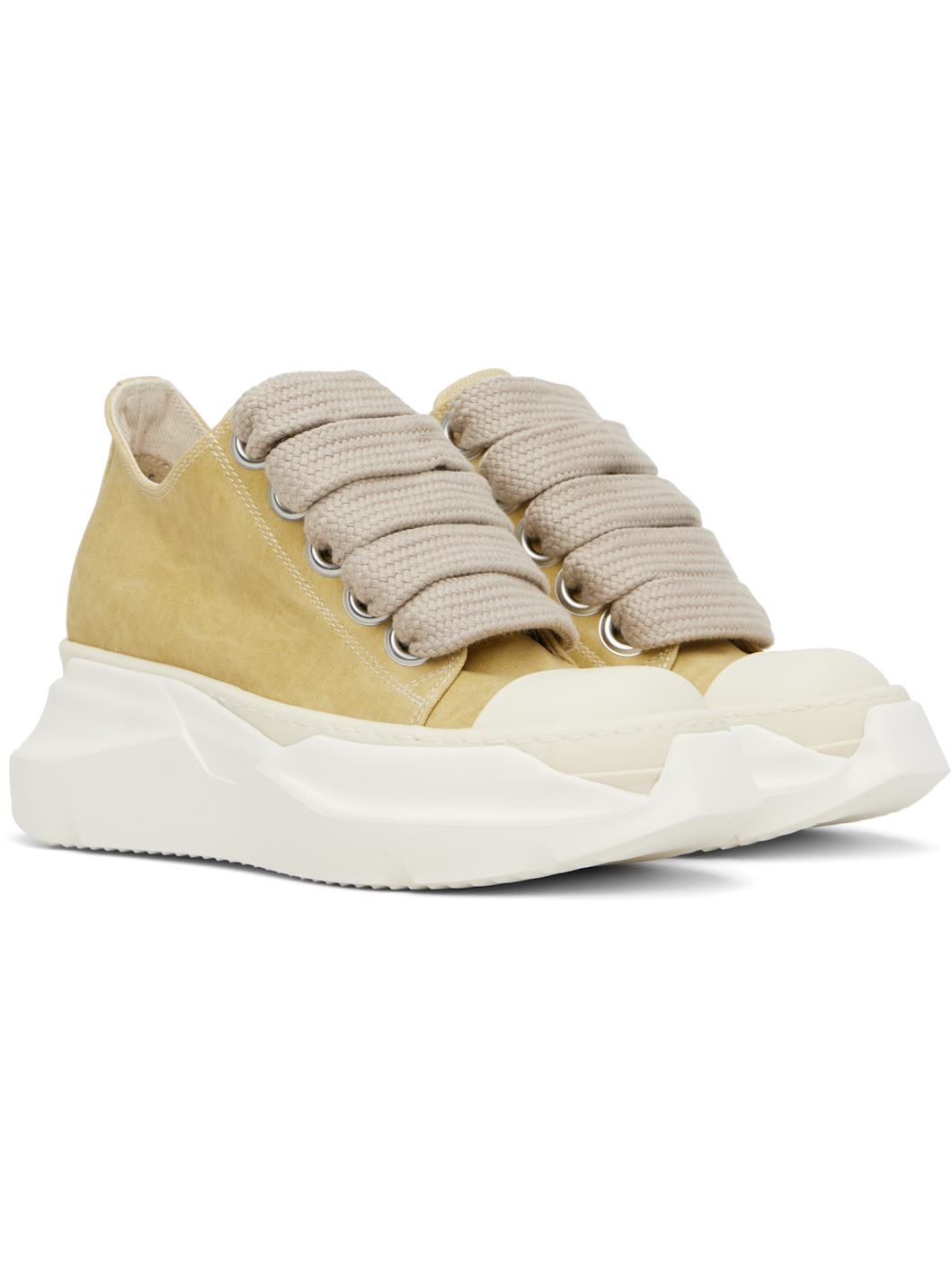 Beige Hollywood Jumbo Laces Abstract Low Sneak Sneakers - 4