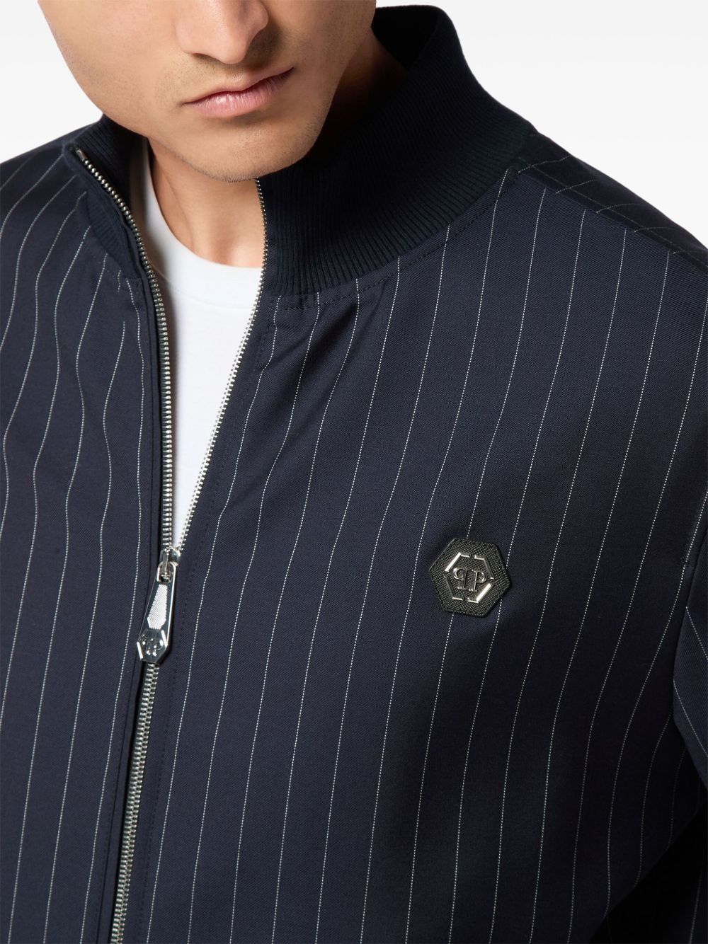 pinstriped bomber jacket - 5