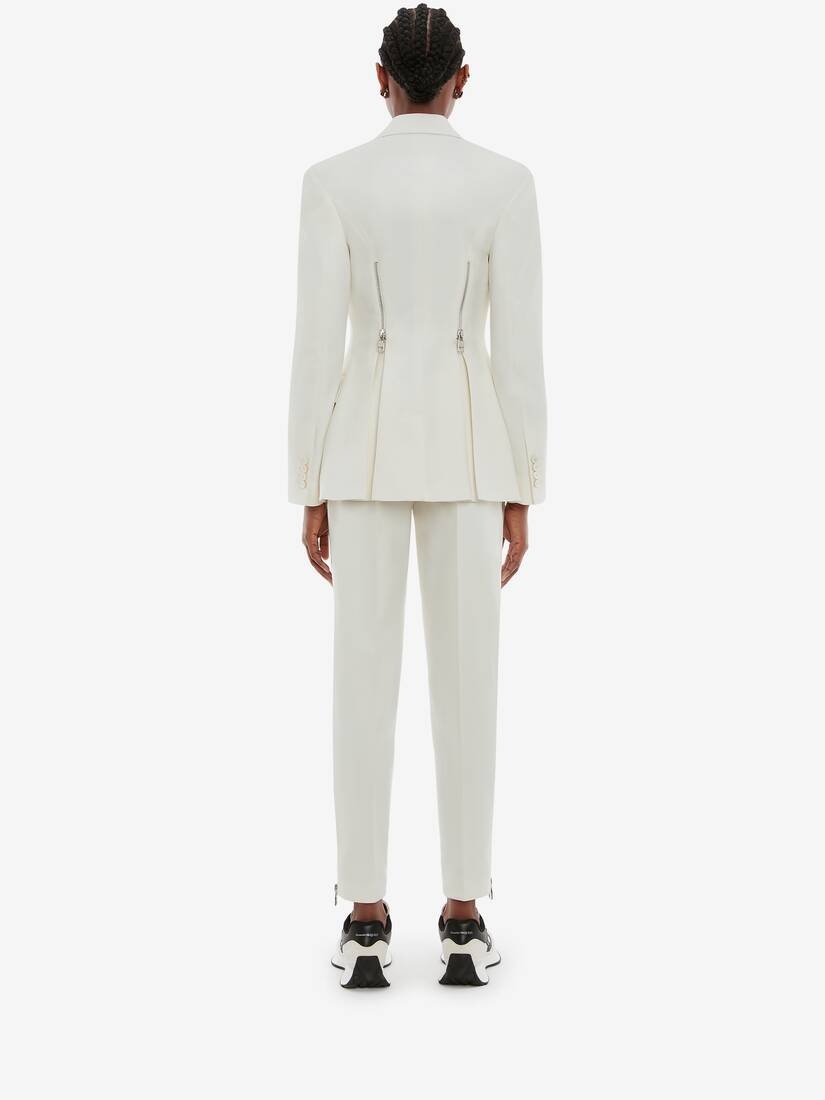 Wool Zip Trouser in Bone - 4