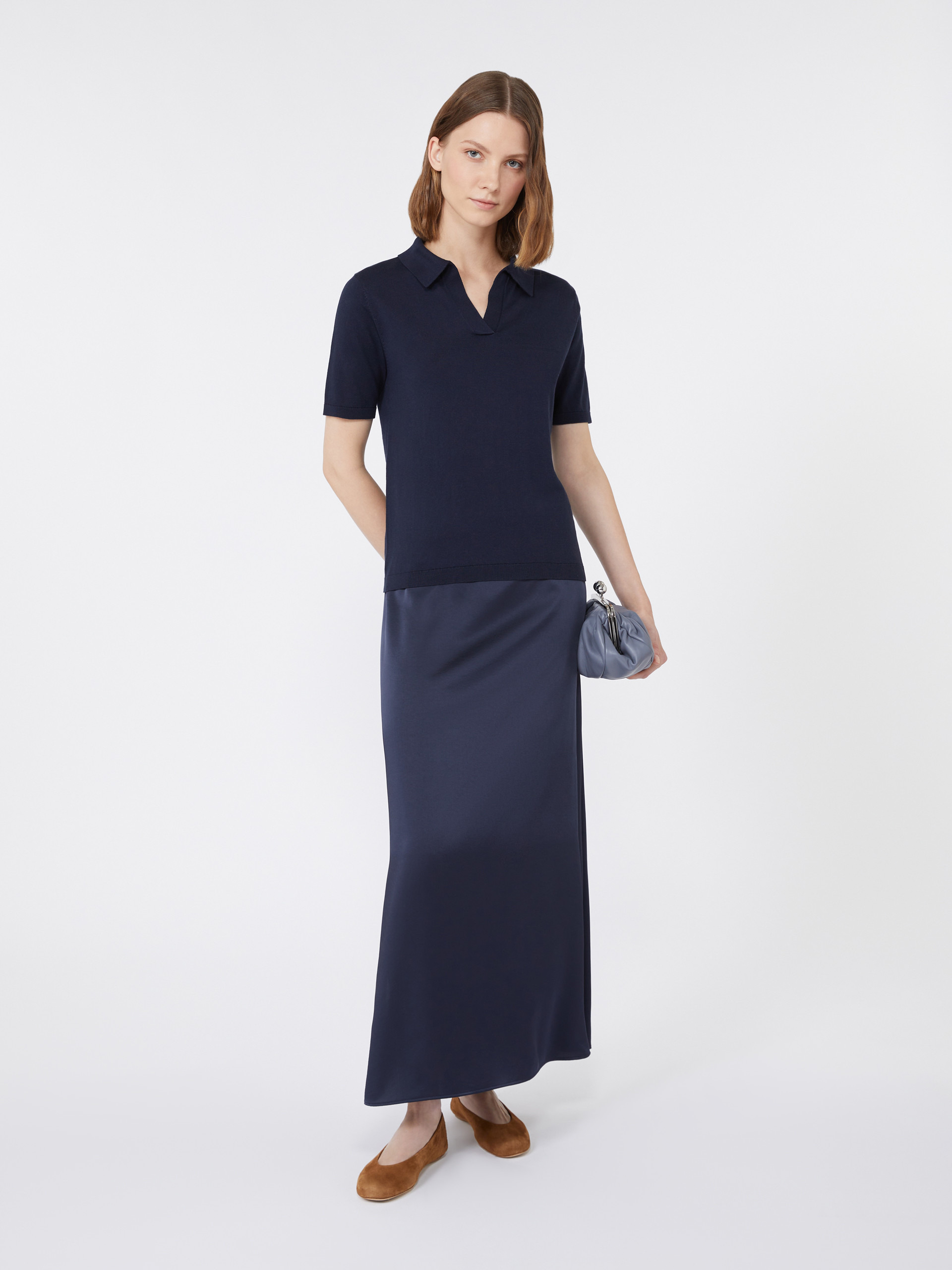 ANGELO Satin calf-length skirt - 2
