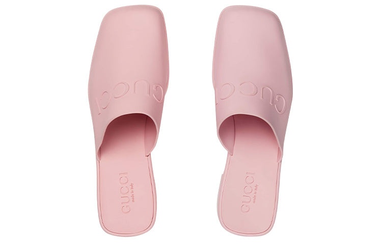 (WMNS) Gucci Logo Rubber Mule 'Pink' 725899-J8700-5815 - 3