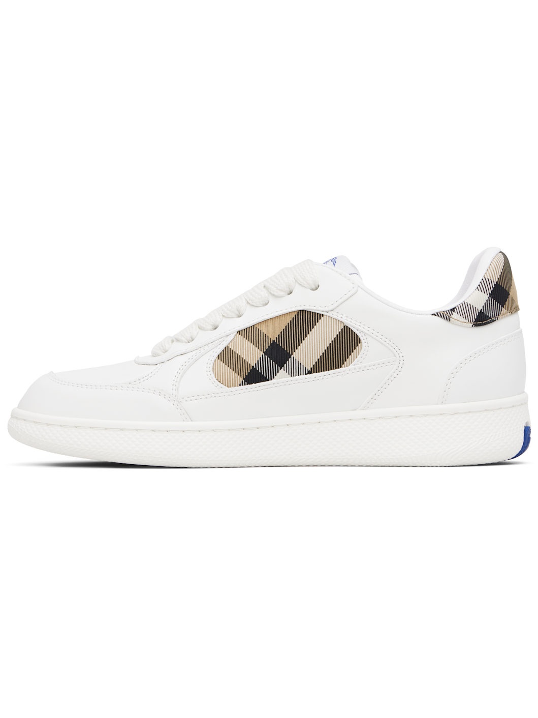 White Leather and Check Terrace Sneakers​ - 3