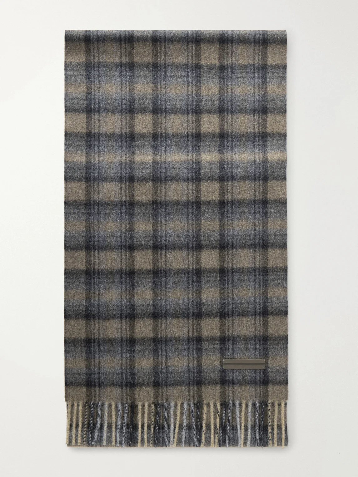 Checked Brushed Cashmere Scarf - 1