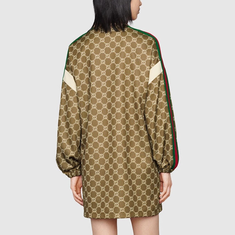 (WMNS) Gucci Interlocking G technical jersey dress 'Olive green Ivory 678689-XJD1G-3357 - 4