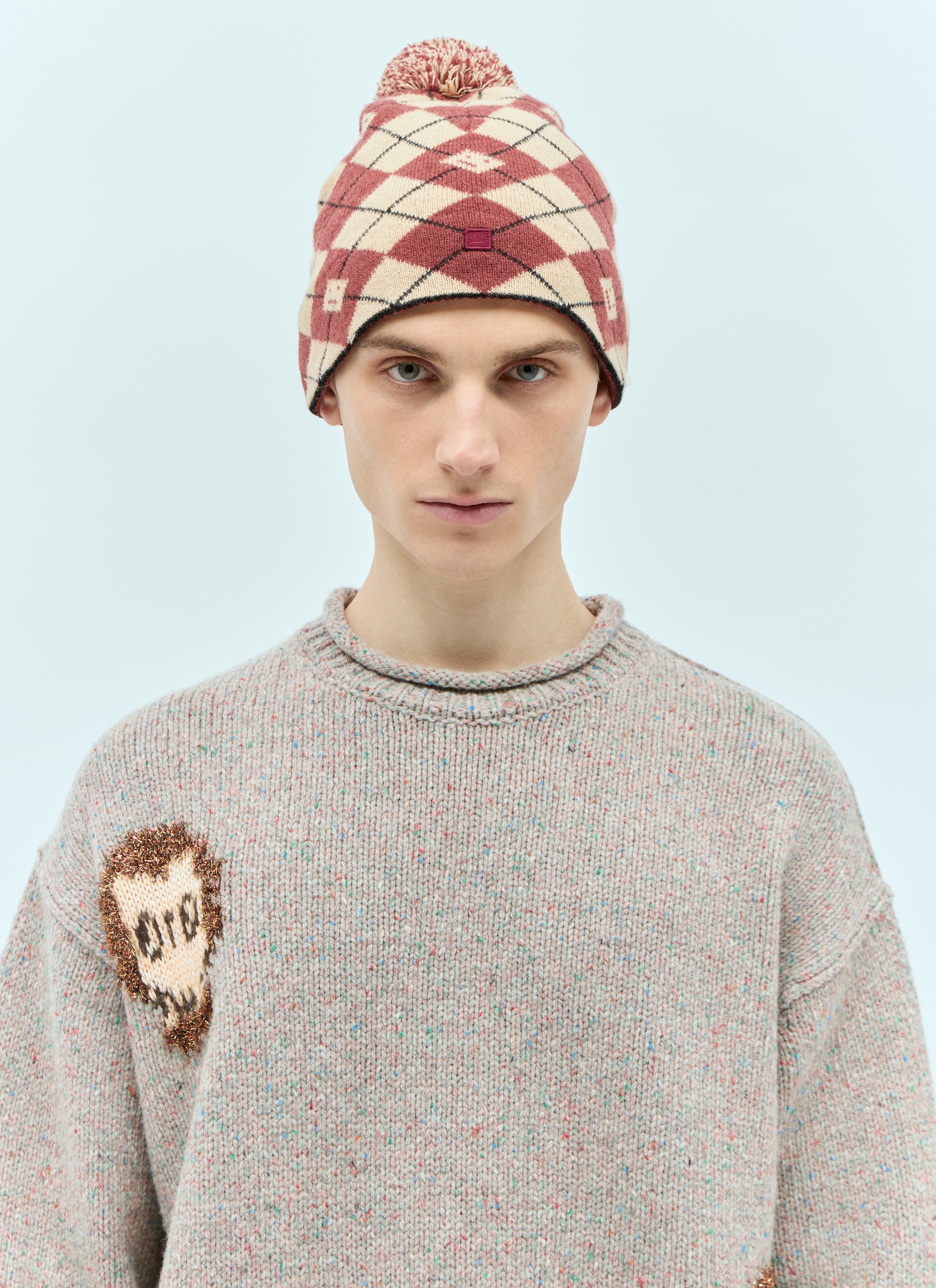Argyle Jacquard Beanie Hat - 4