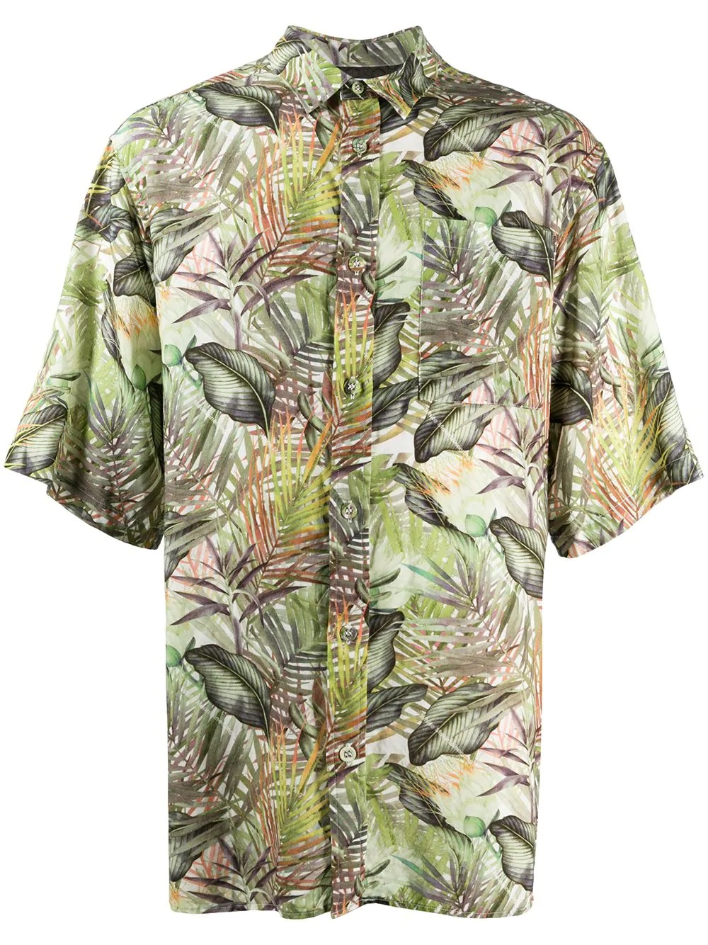 botanical-print short-sleeved shirt - 1