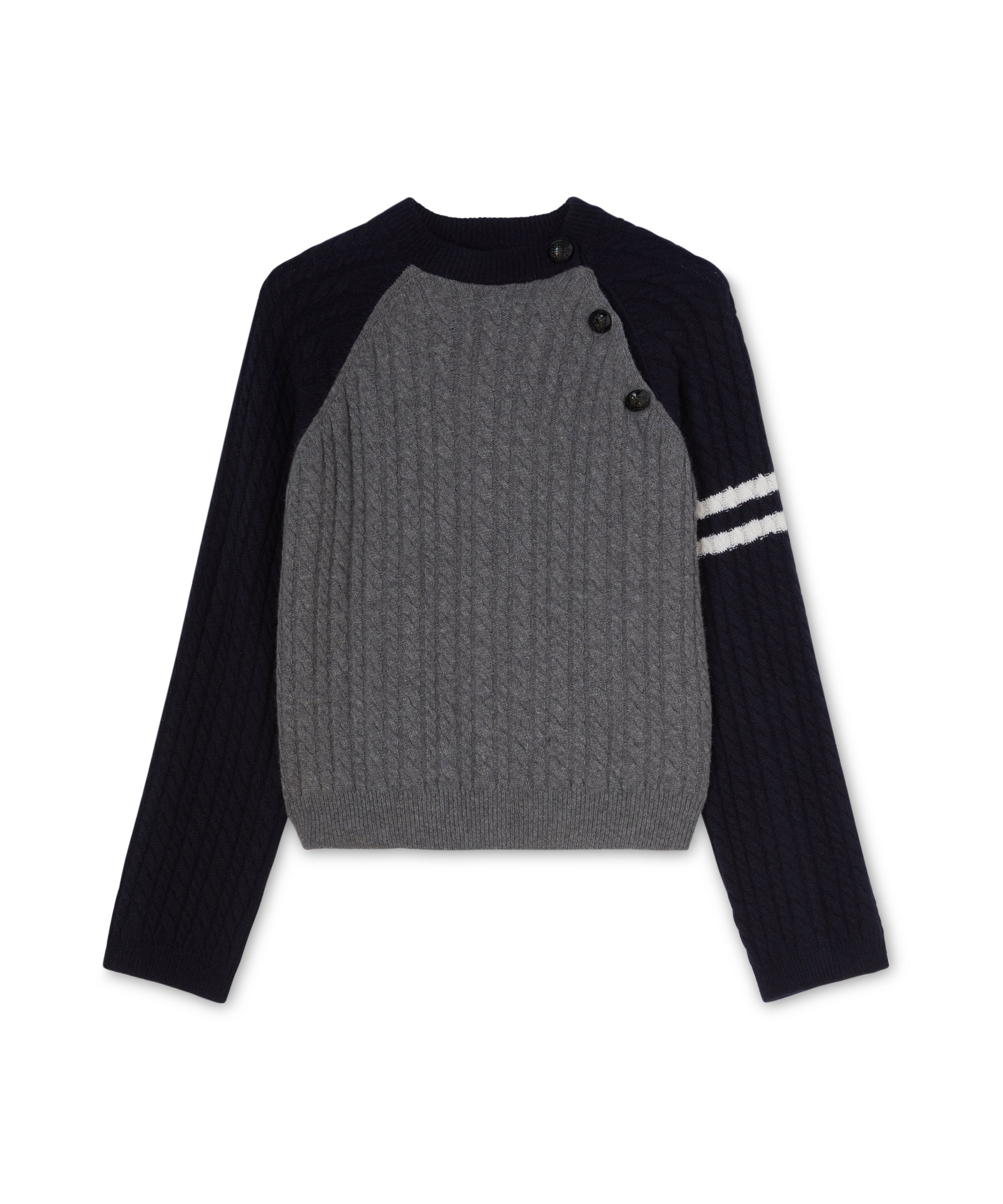 "Cable color-block Cashmere blend" crewneck sweater - 1
