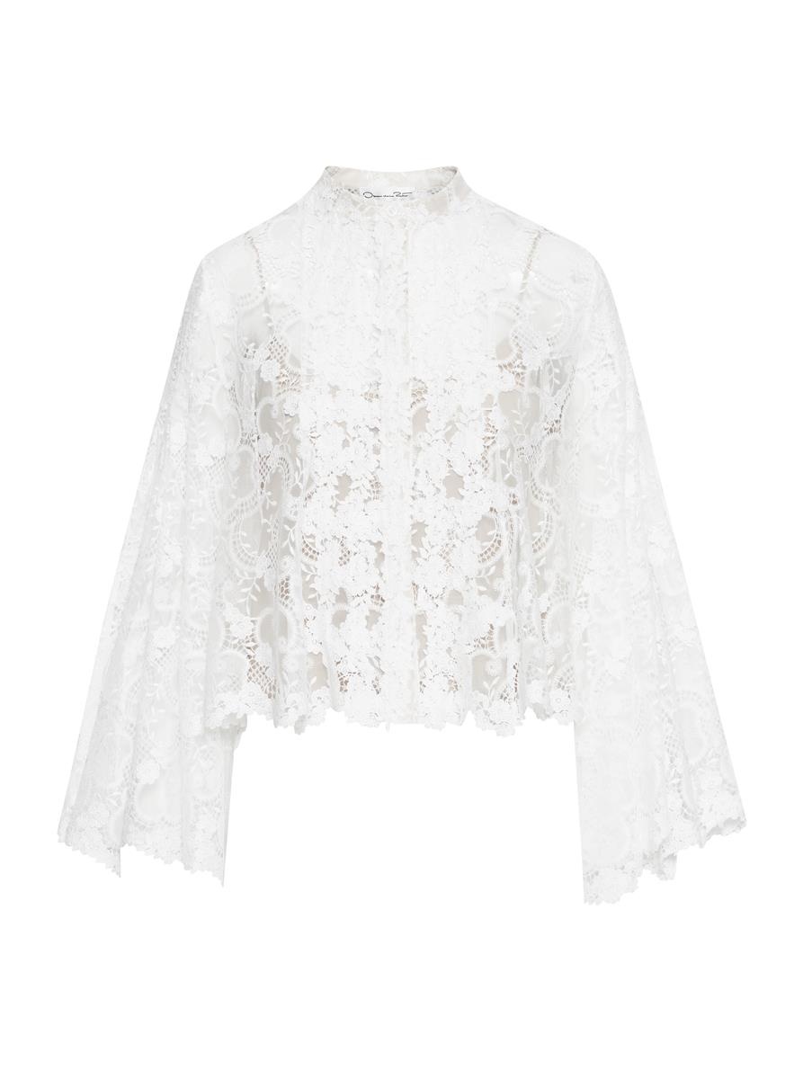 BRACELET SLEEVE GEO FLORAL LACE BLOUSE - 1