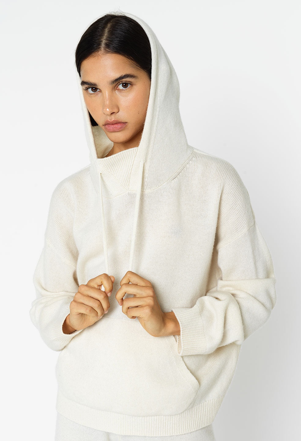 TWO TONE CASHMERE HOODIE - 4