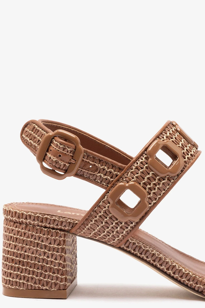 Milan Sandal In Caramel Wave Raffia 4