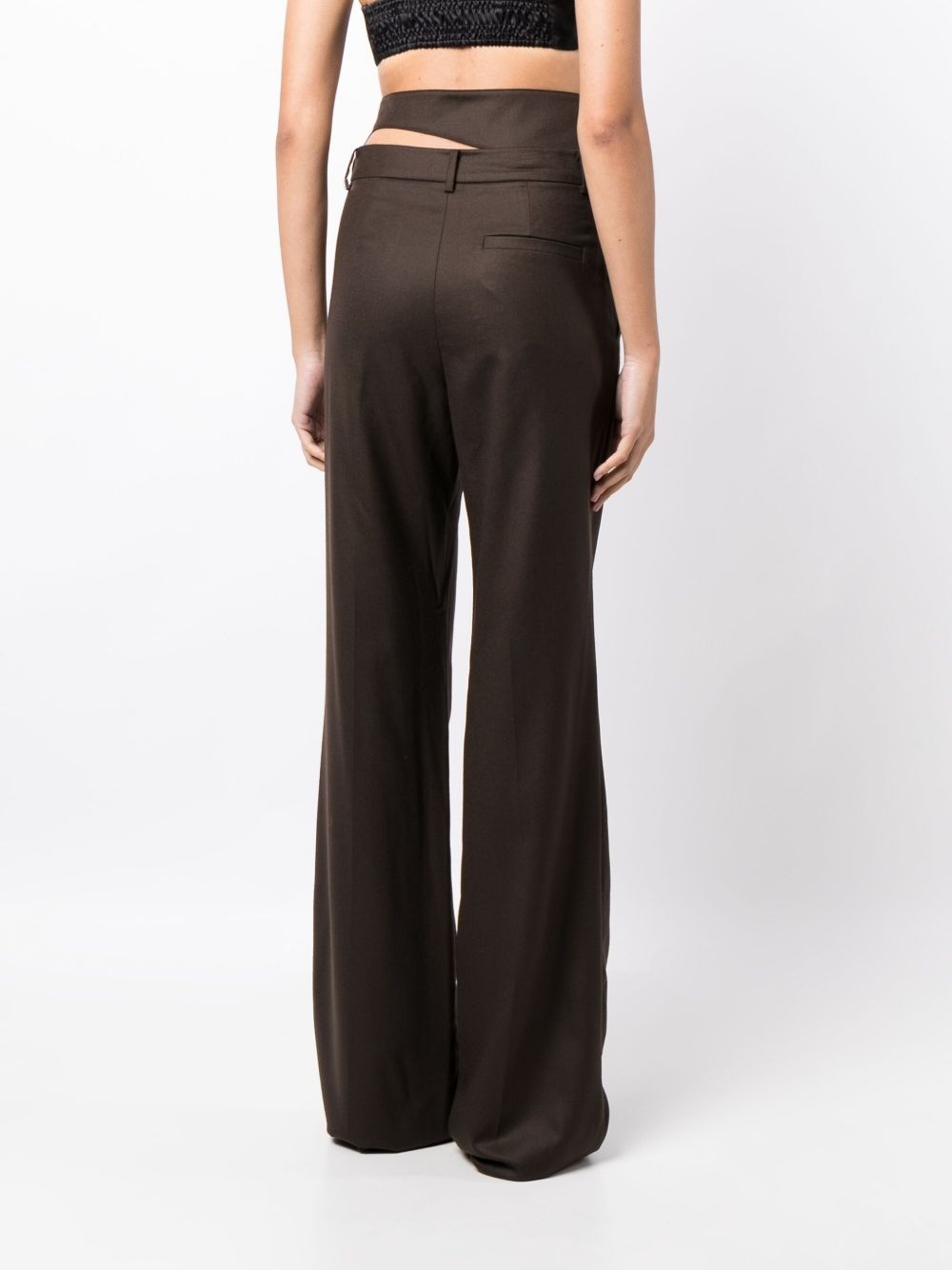 cut-out detailing wool tailored trousers - 4
