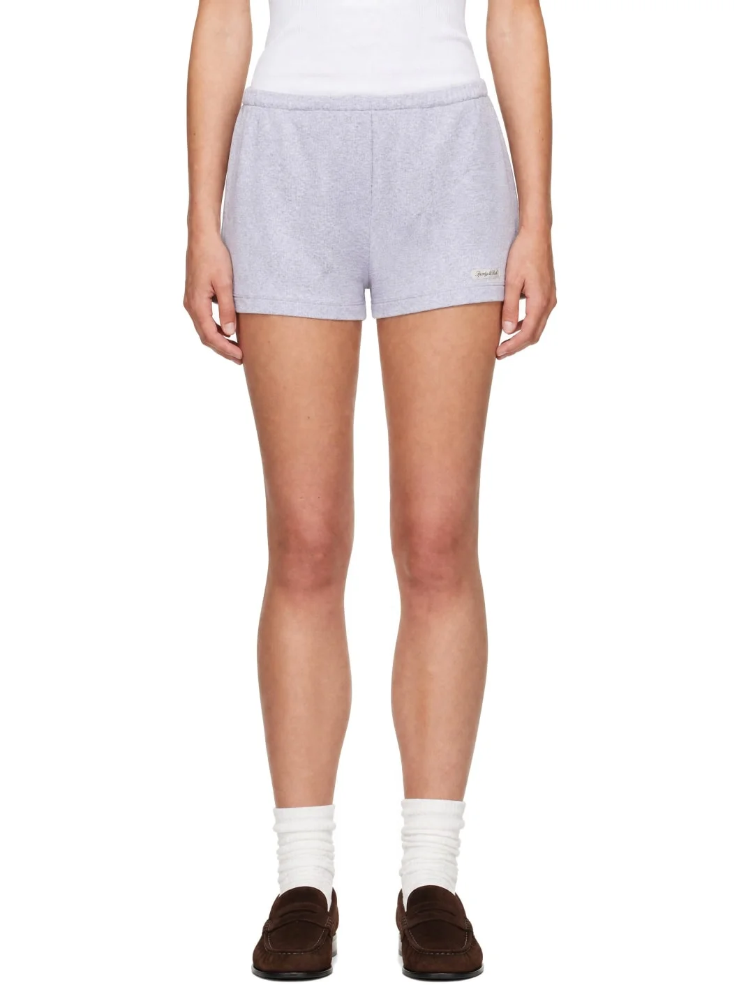 Gray Signature Logo Ribbed House Shorts - 1