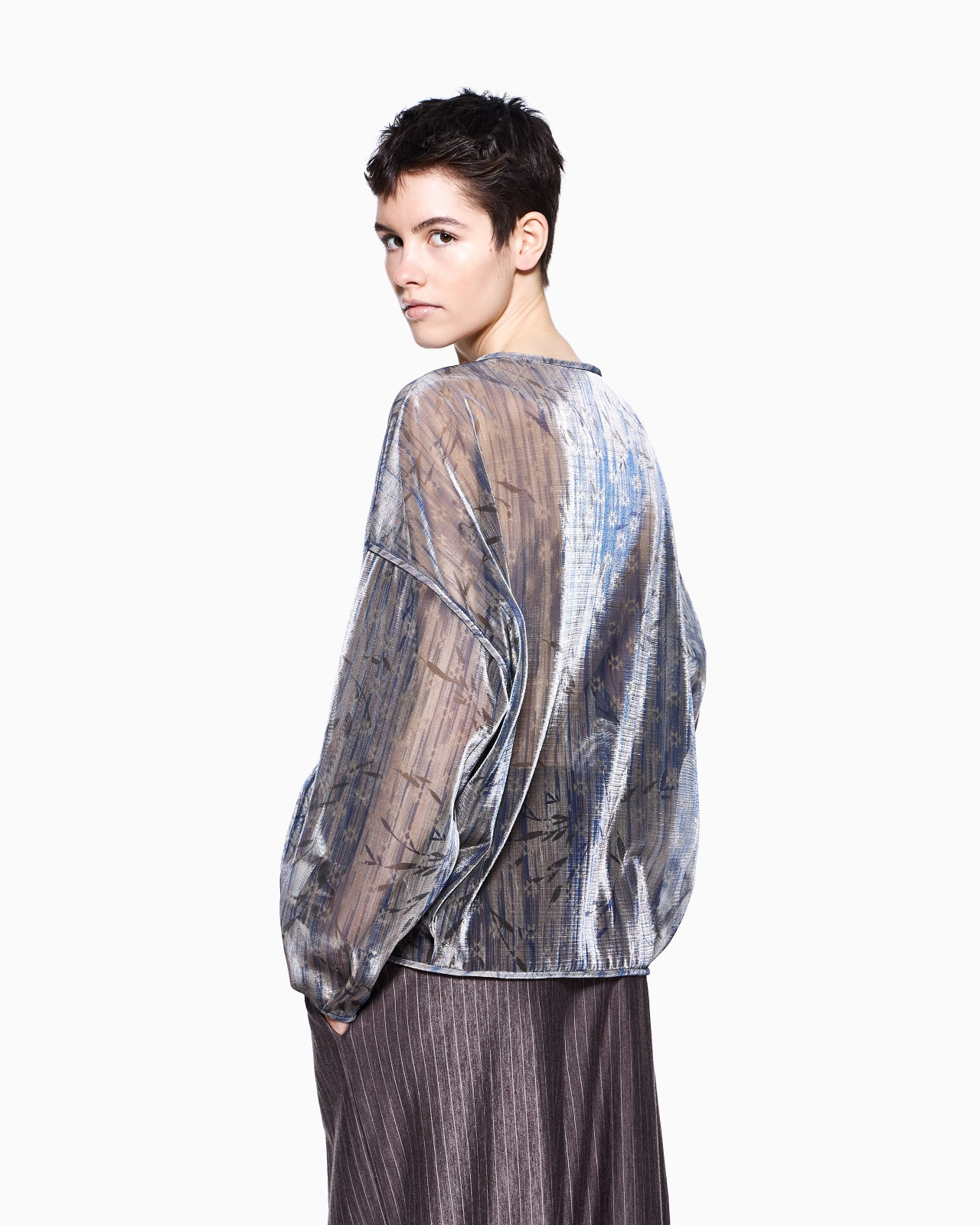 CREW-NECK JUMPER IN LAMÉ-EFFECT JERSEY - 3