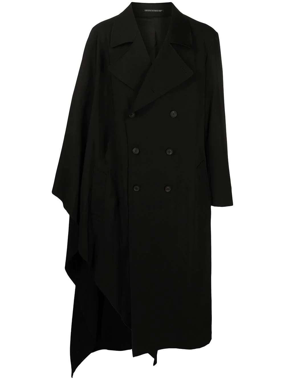 asymmetric-hem double-breasted coat - 1