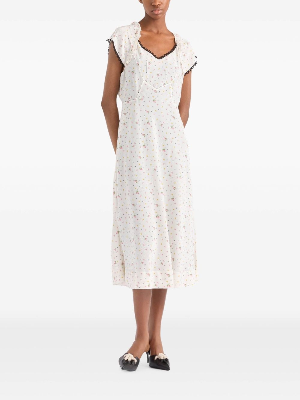 floral-print pongé dress - 2