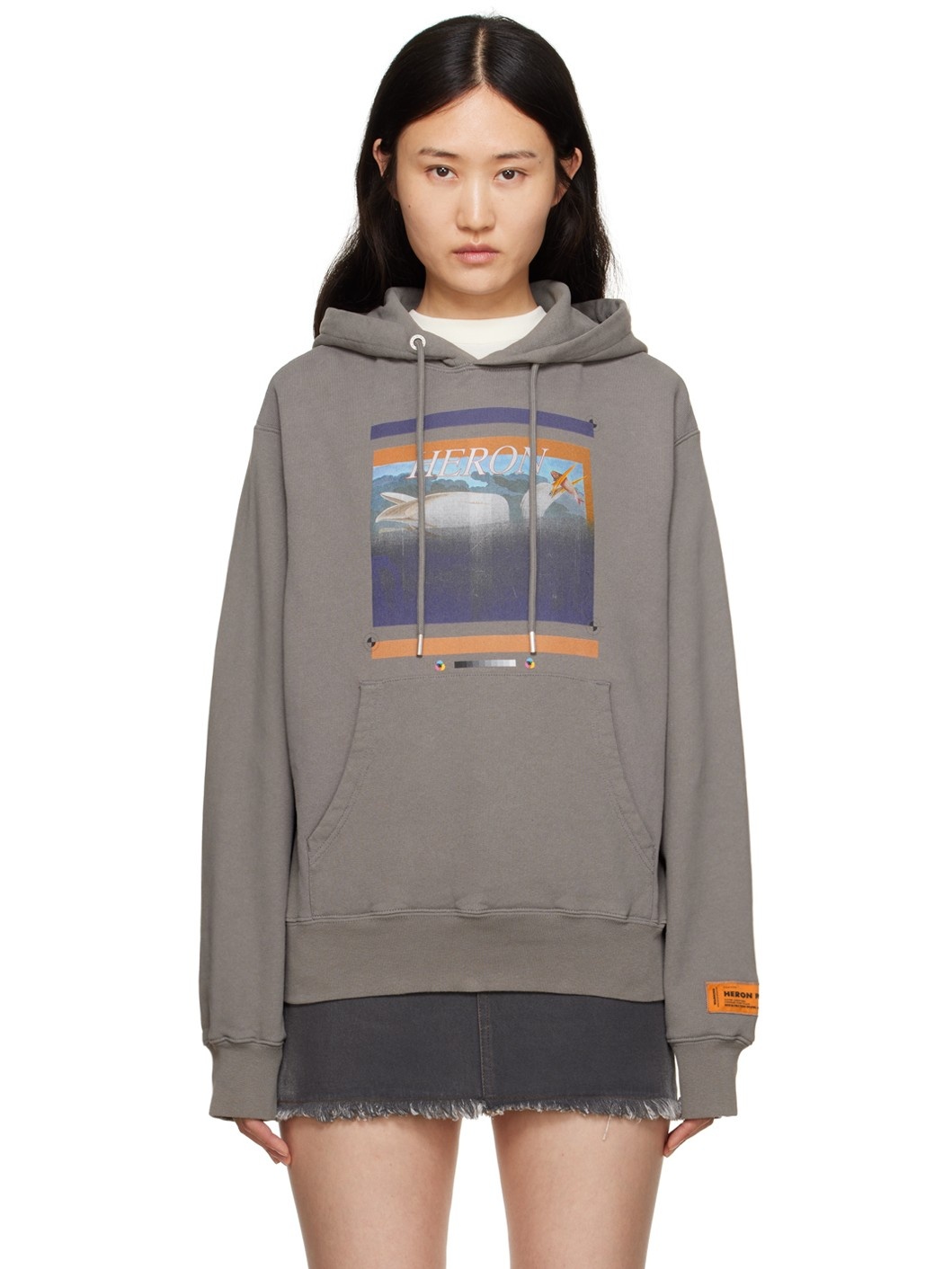 Gray Printed Hoodie - 1