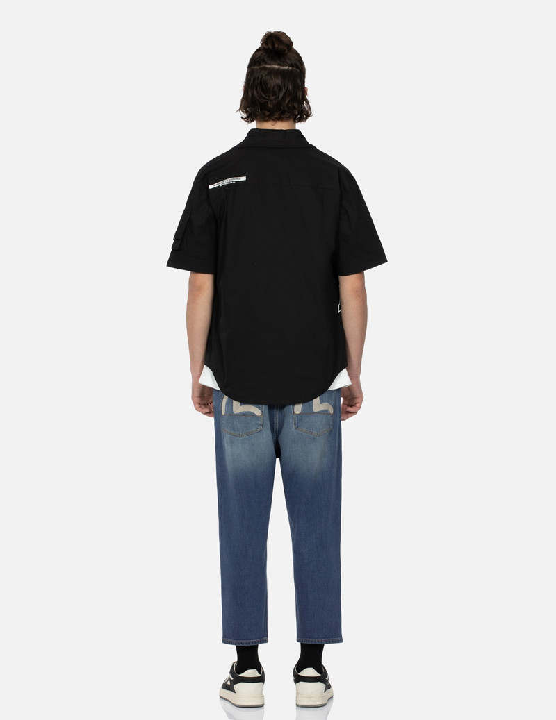 EVISU STENCIL GODHEAD DISCHARGED PRINT CROPPED-FIT JEANS #2027 outlook