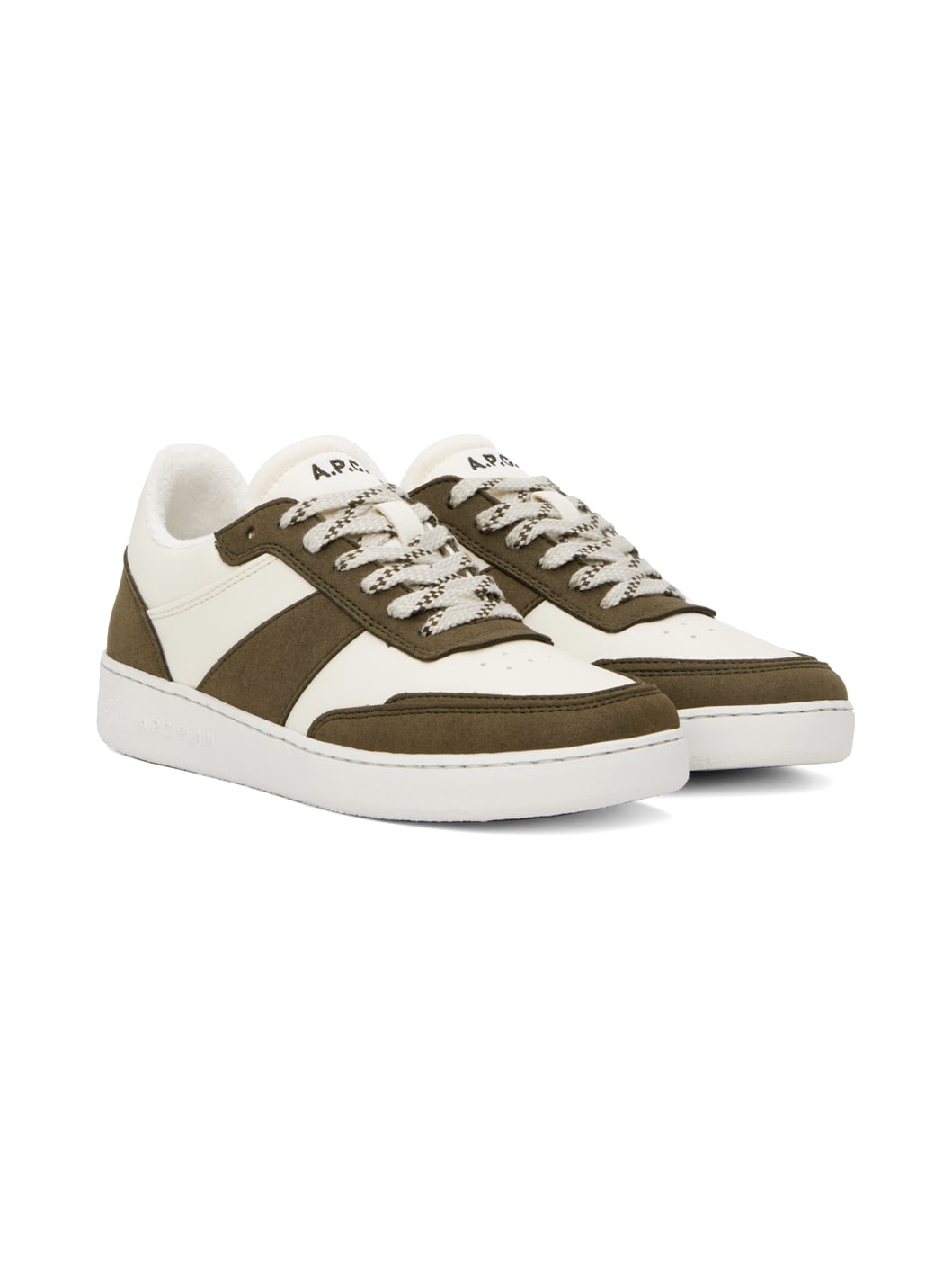 Off-White & Khaki Plain Sneakers - 4