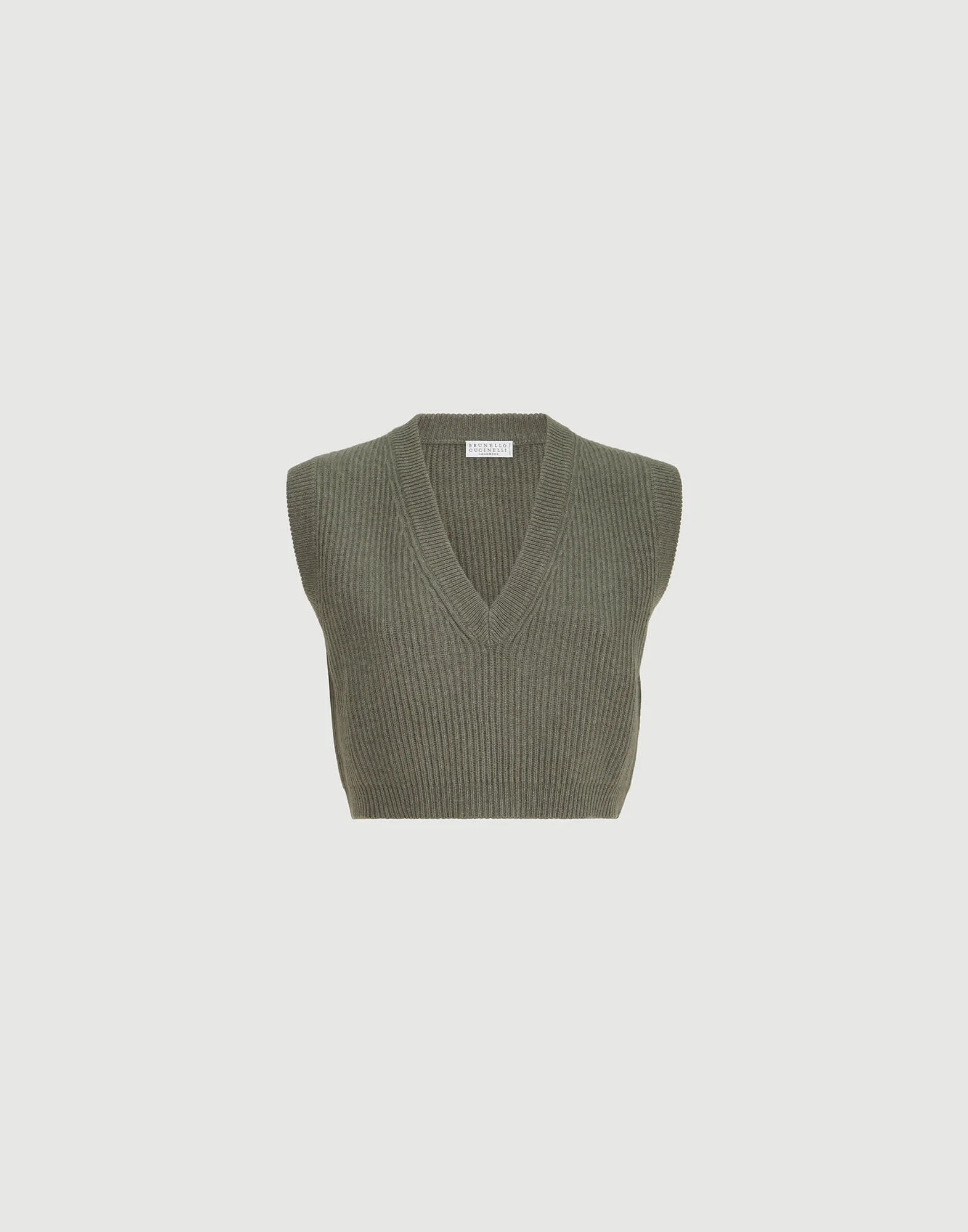 Cashmere rib knit sweater vest - 1