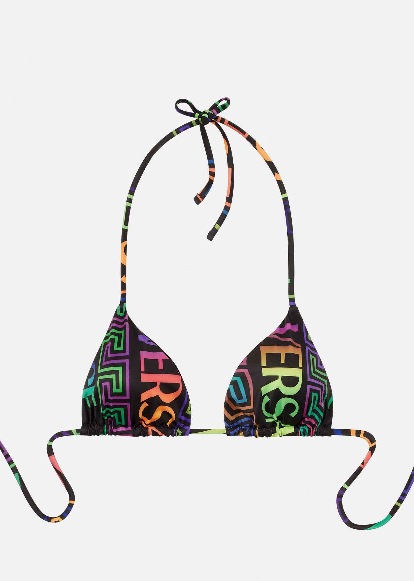 Greca Neon Print Bikini Top - 1