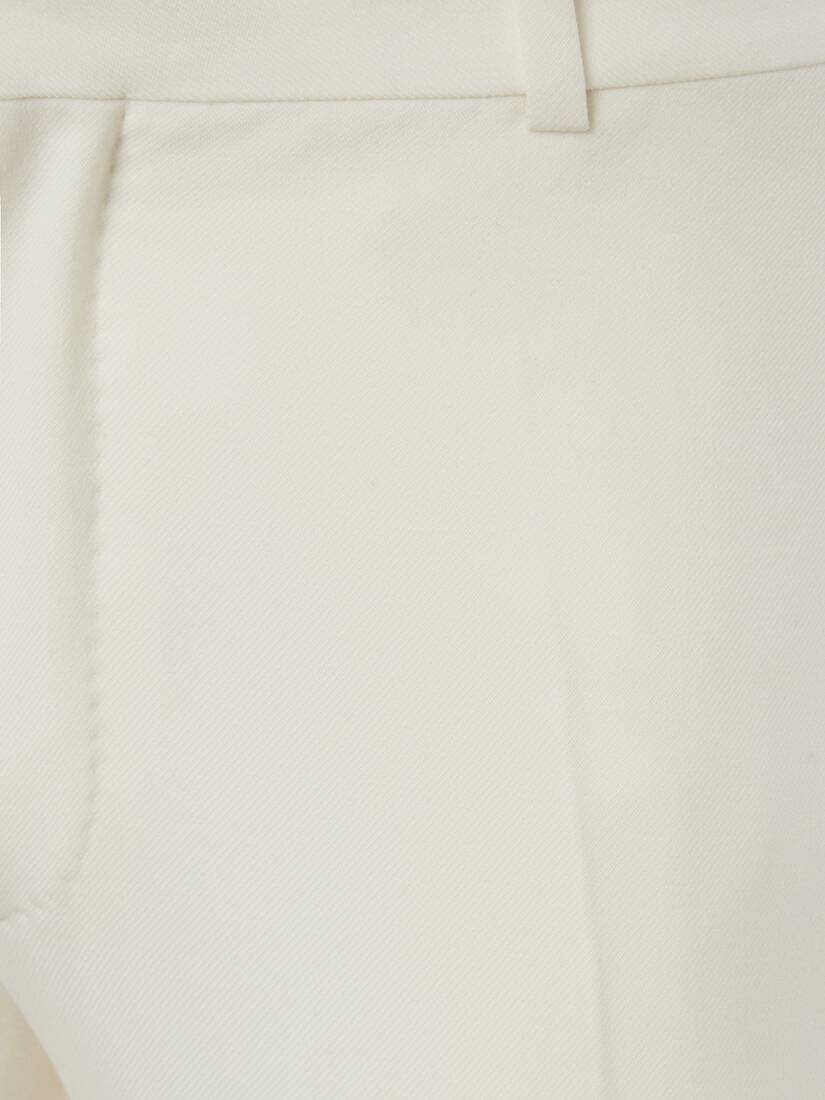 Ivory Wool Serge Cigarette Pants in Ivory - 6