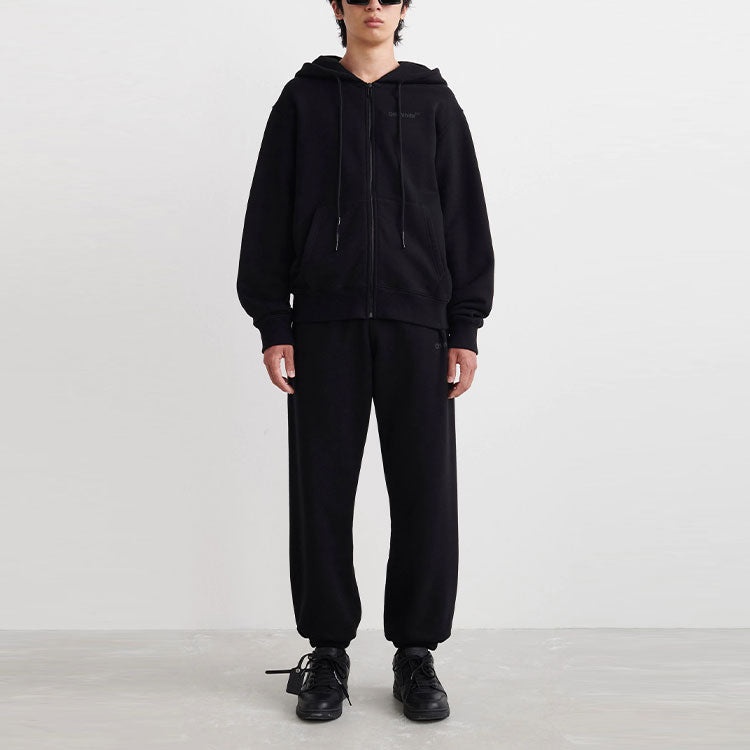 Men's Off-White SS22 Printing Zipper Jacket Black OMBE013C99FLE0011010 - 2