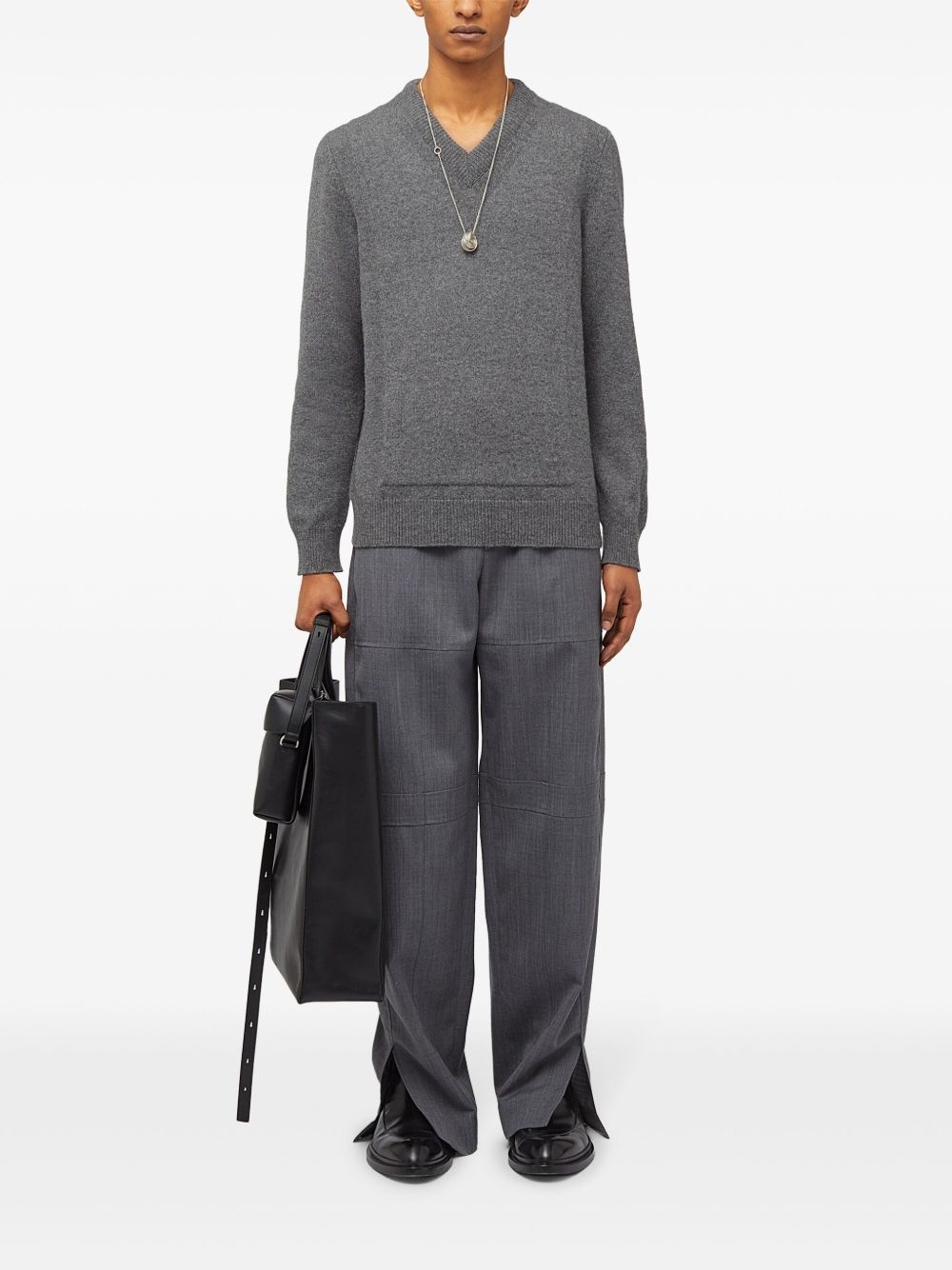 V-neck wool-blend jumper - 2