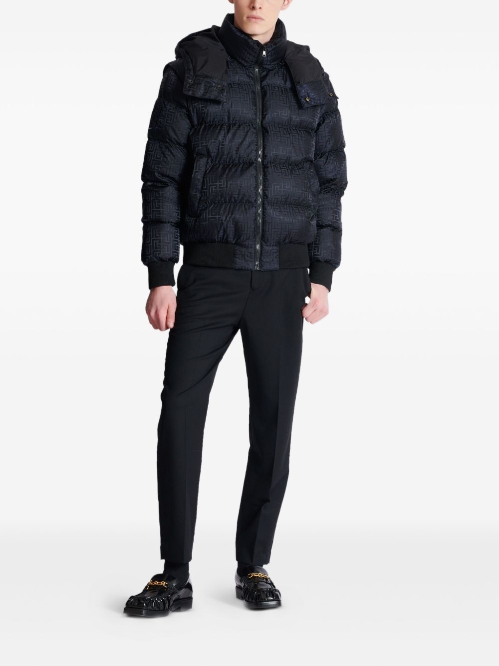 monogram-jacquard padded jacket - 2