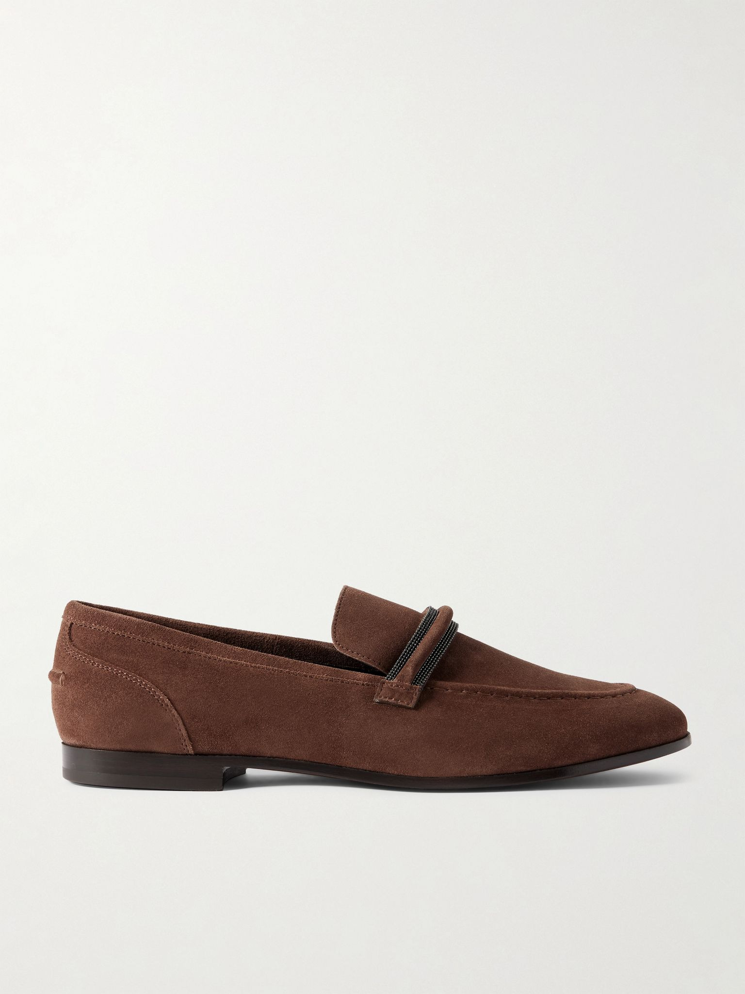 Bead-embellished suede loafers Burgundy - 1