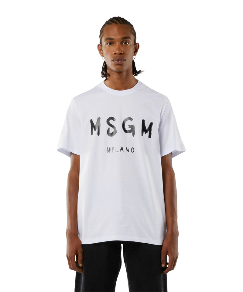 Cotton T-shirt with brushed logo - 1