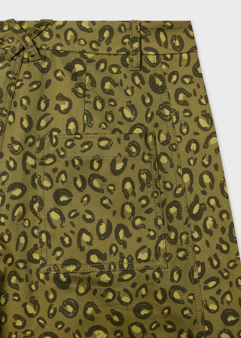 Paul Smith Women's Khaki 'Animal' Print Barrel-Leg Trousers outlook