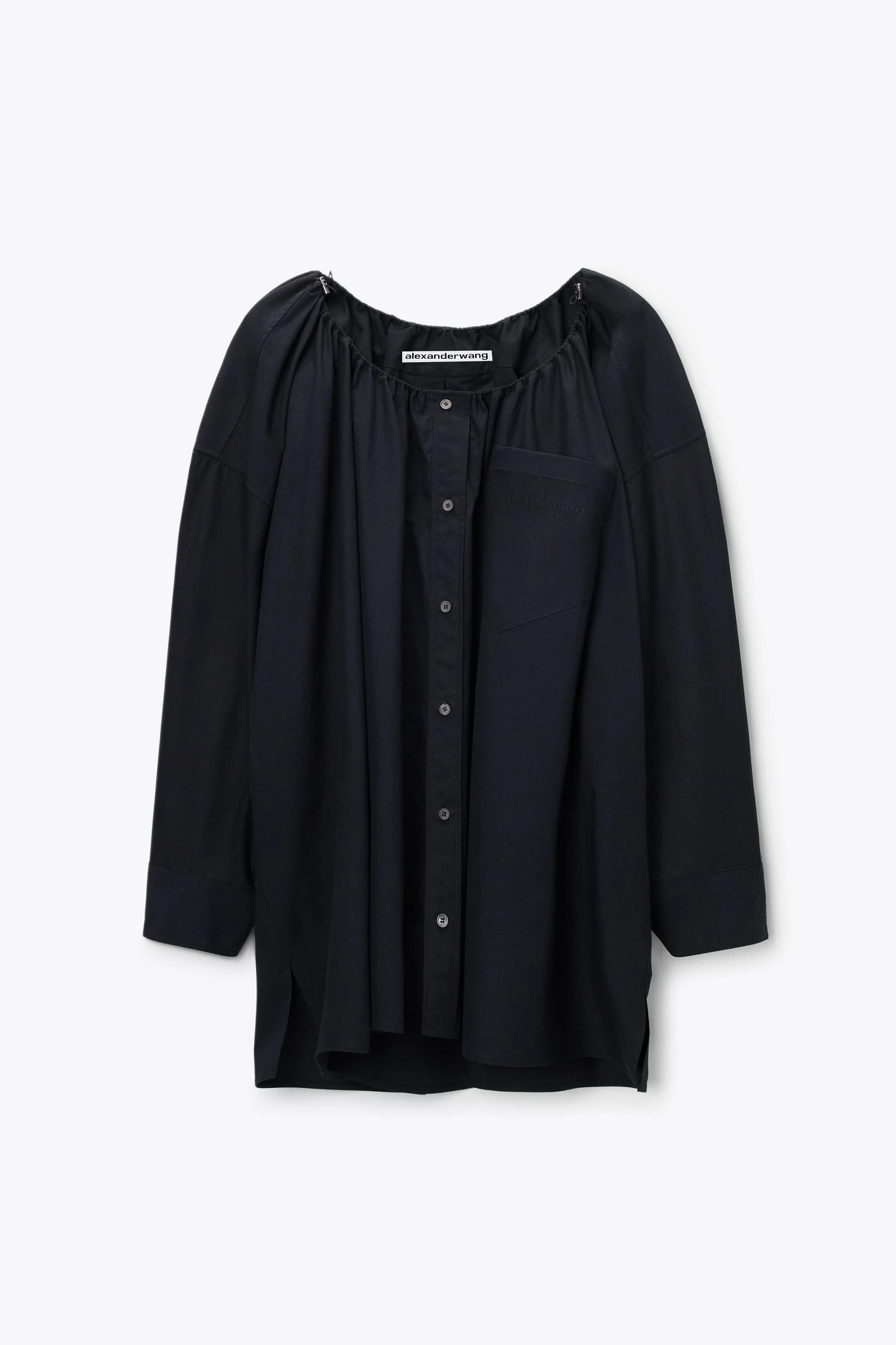 BUNGEE SCOOP NECK MINI SHIRT DRESS - 1