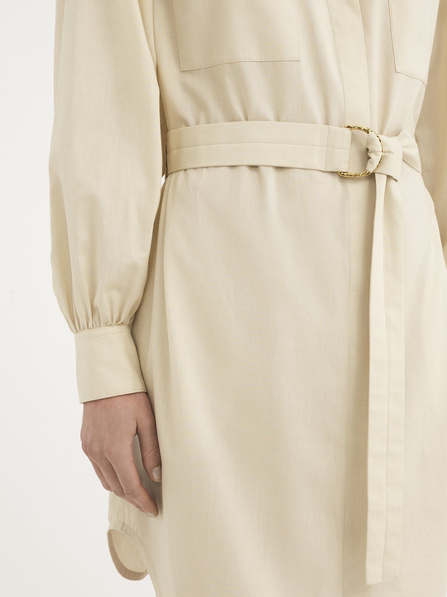 UTILITARIAN SHIRT DRESS IN LIGHT COTTON POPLIN - 6