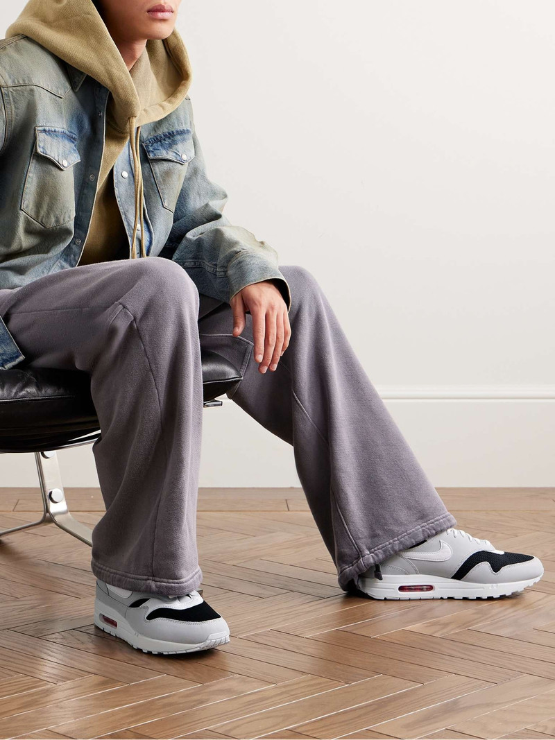 Nike Air Max 1 Suede, Mesh and Textured-Leather Sneakers outlook
