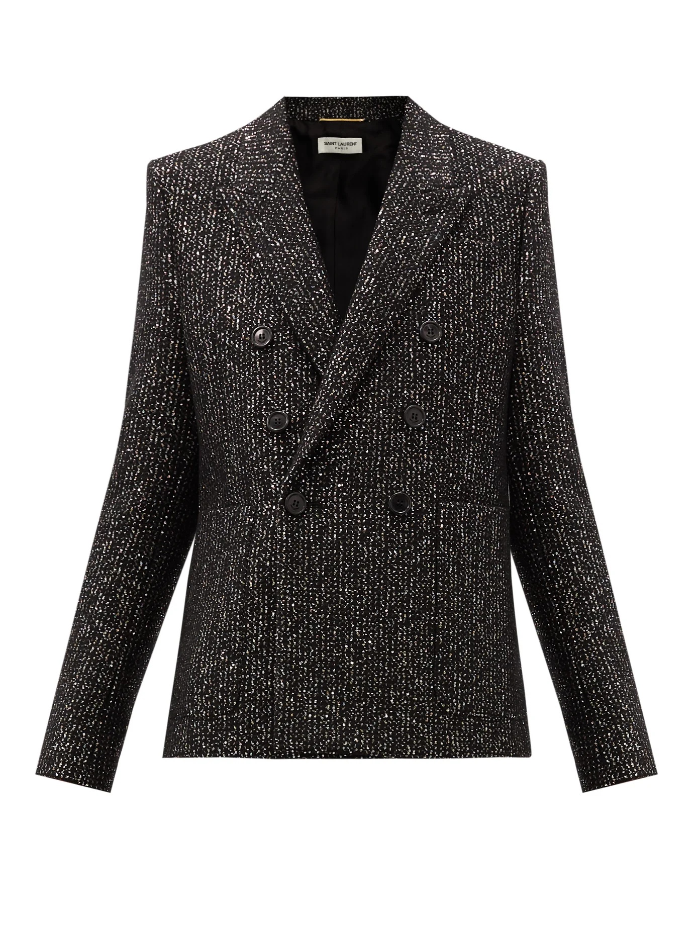 Sequinned wool-blend double-breasted jacket - 1