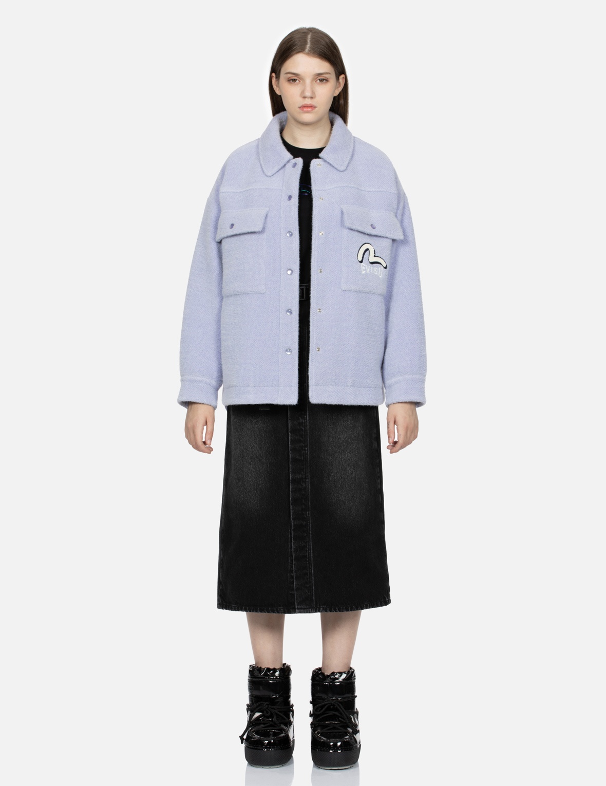 SEAGULL APPLIQUE FASHION FIT KNITTED SHIRT JACKET - 5