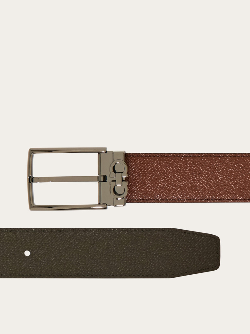 FERRAGAMO Reversible and adjustable belt with rectangular buckle outlook