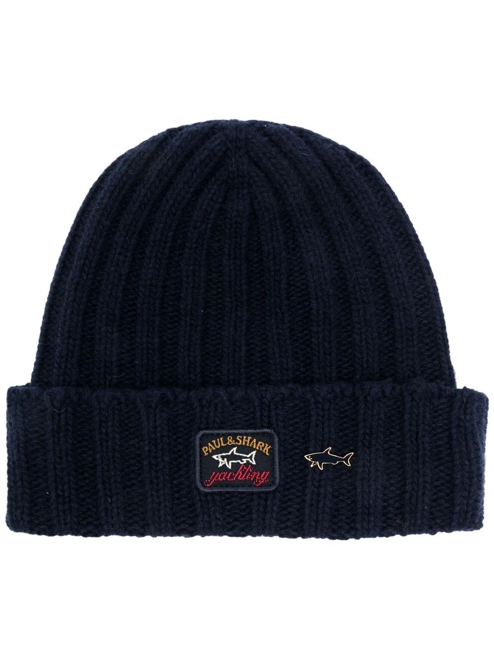 metal-logo knitted beanie - 1