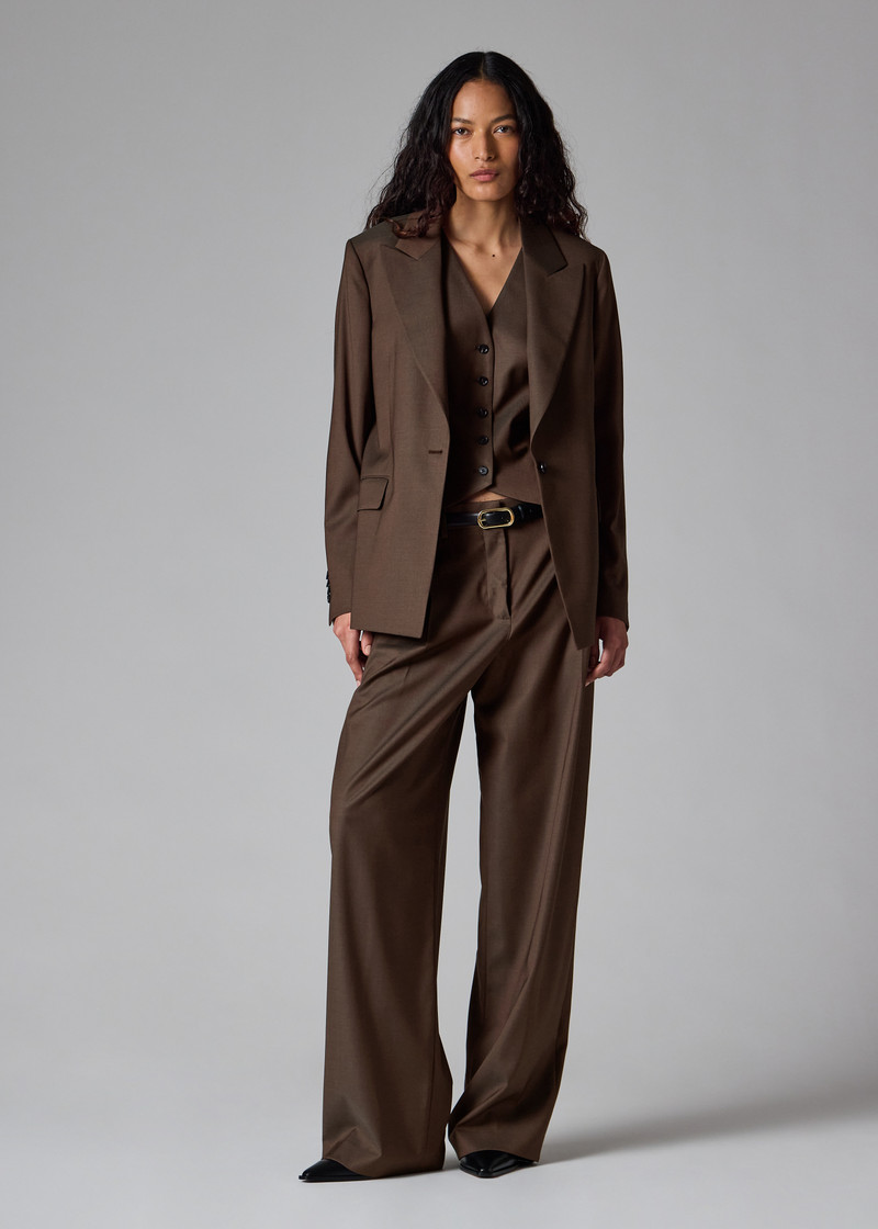 Women's Brown Tonic Wool Blazer with Button Back 6