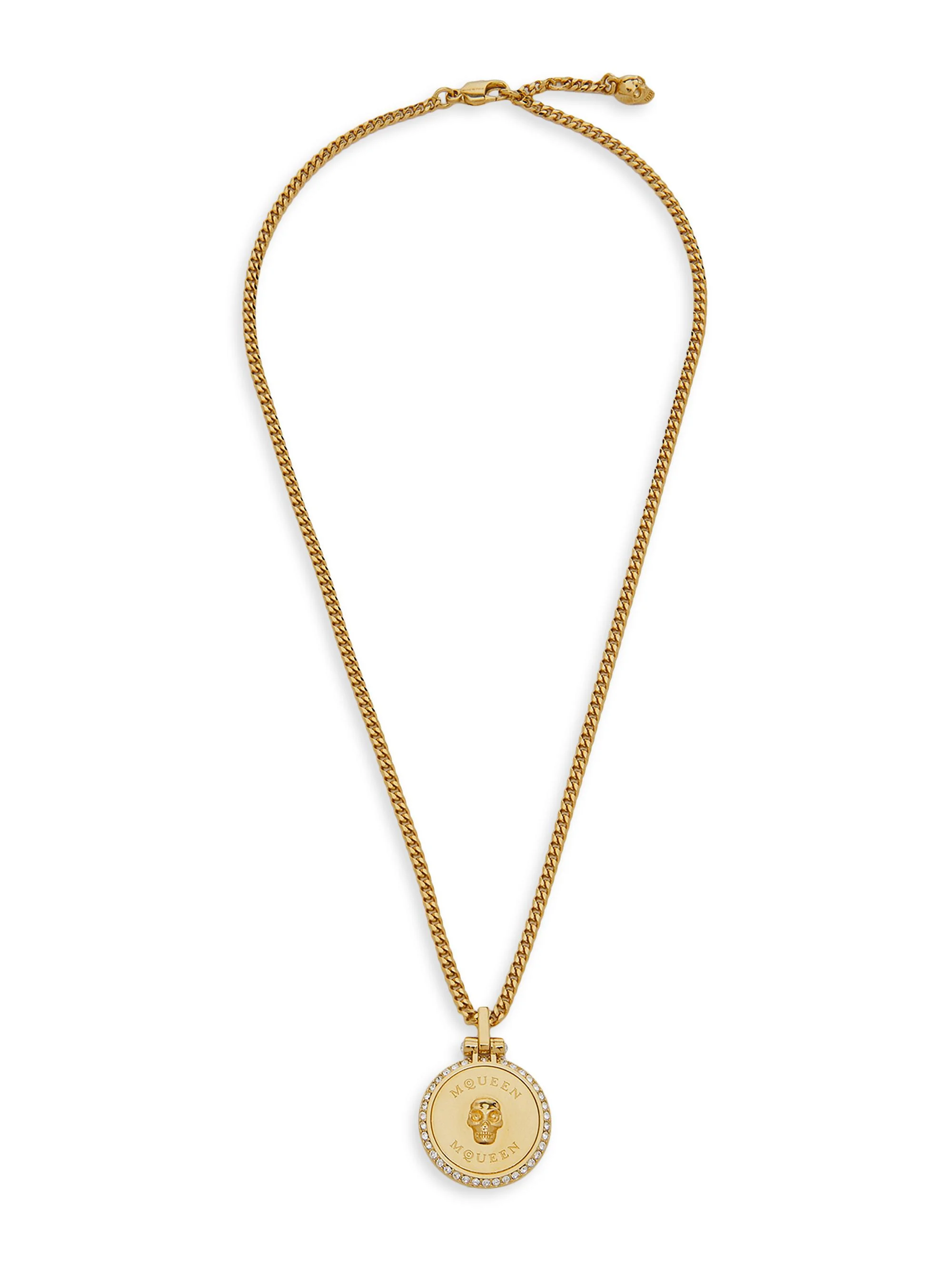 Women's Goldtone & Crystal Skull Medallion Necklace - Gold - 1