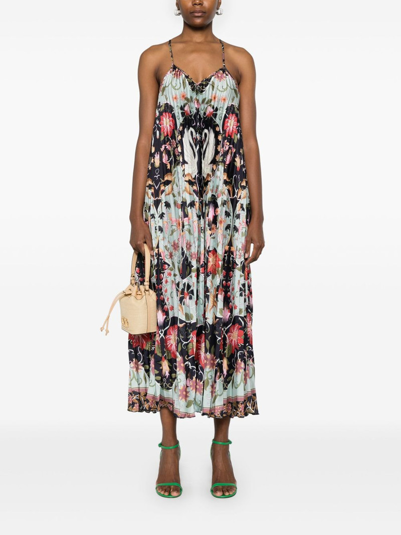 FARM RIO pleated sleeveless midi dress outlook